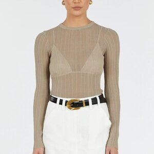 Dissh HARPER TAUPE LONG SLEEVE KNIT TOP